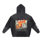 Vintage Washed Frayed Fleece Hoodie