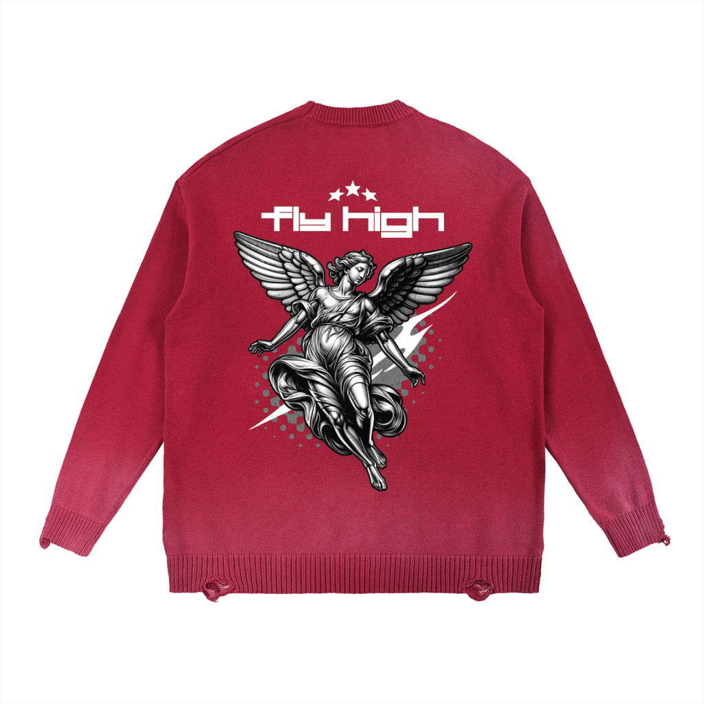 Sun Fade Distressed Ripped Crewneck sweater