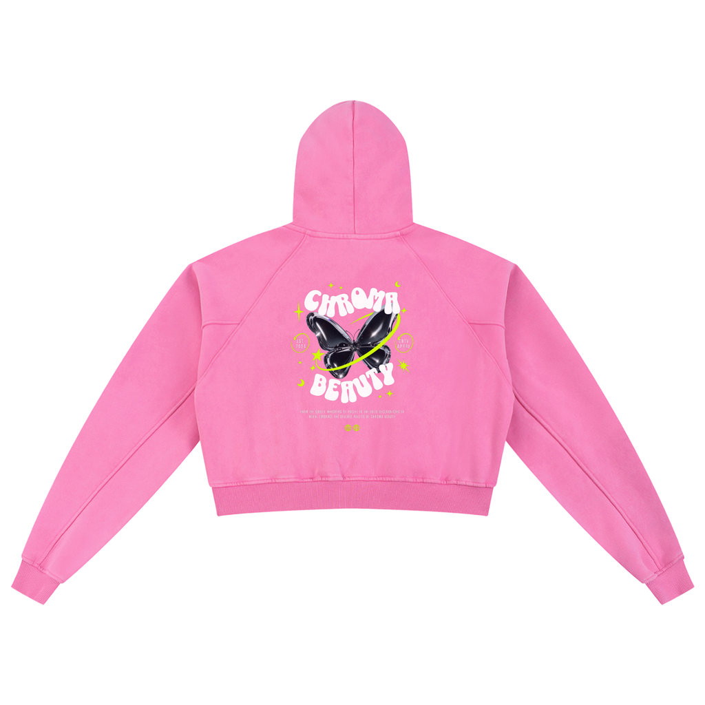 Snow Washed Cropped Hoodie- WOMEN