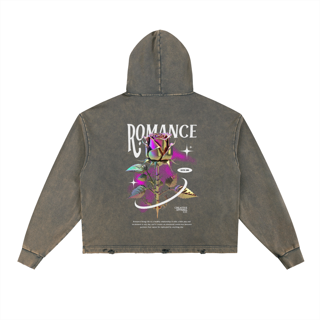Vintage Washed Frayed-Hem Hoodie