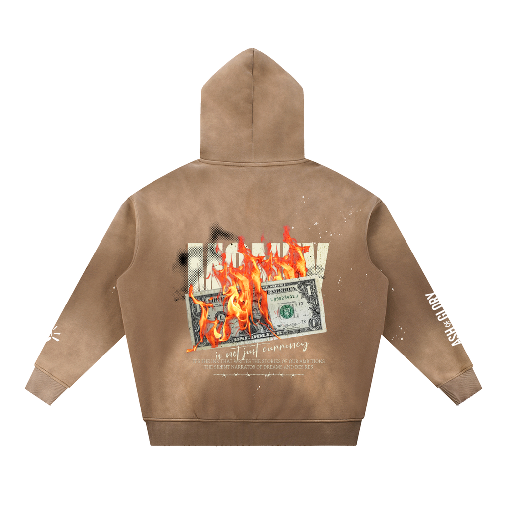 Vintage Washed Frayed Fleece Hoodie