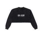 Snow Washed Raw Edge Cropped Sweatshirt - WOMEN