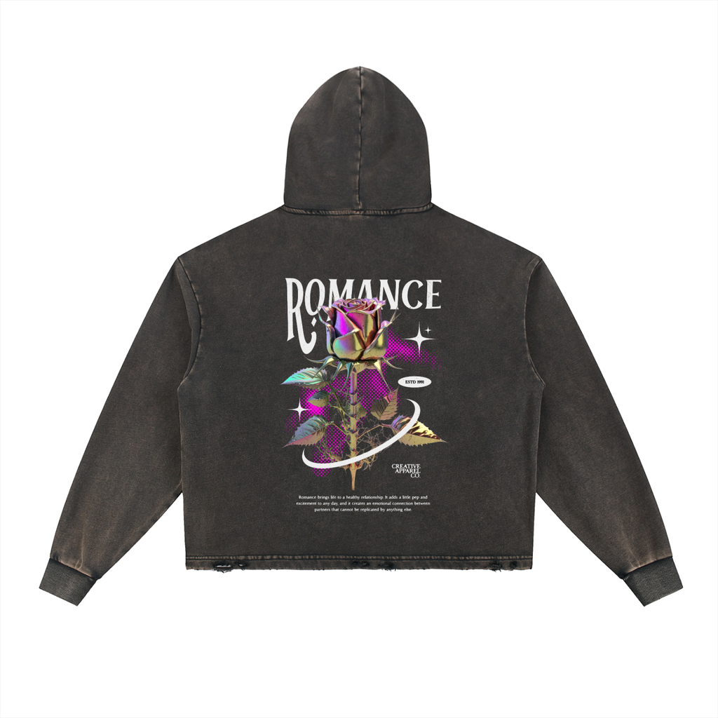 Vintage Washed Frayed-Hem Hoodie
