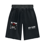 Unisex Vintage Wash Distressed Wide Leg Shorts