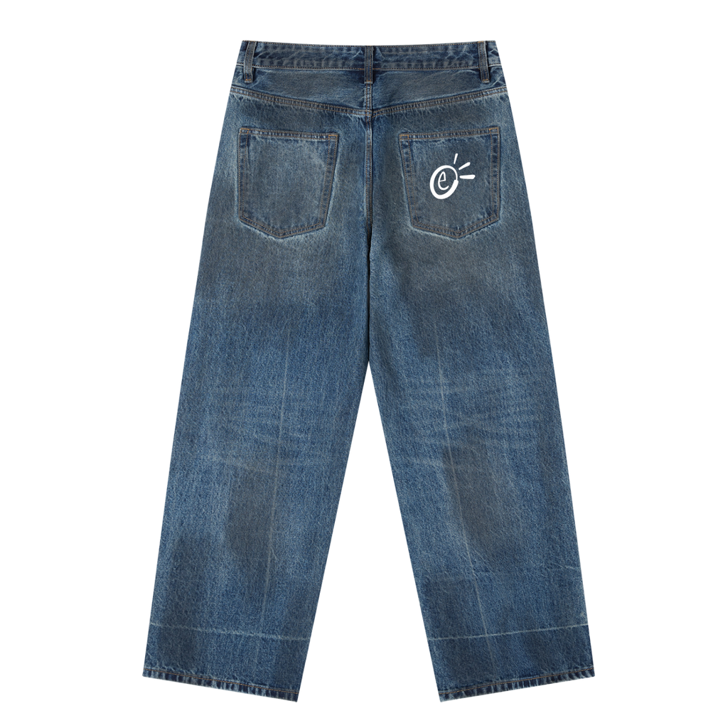 Vintage Wash Baggy Denim Jeans