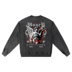 Snow Wash Oversized Crewneck Sweatshirt