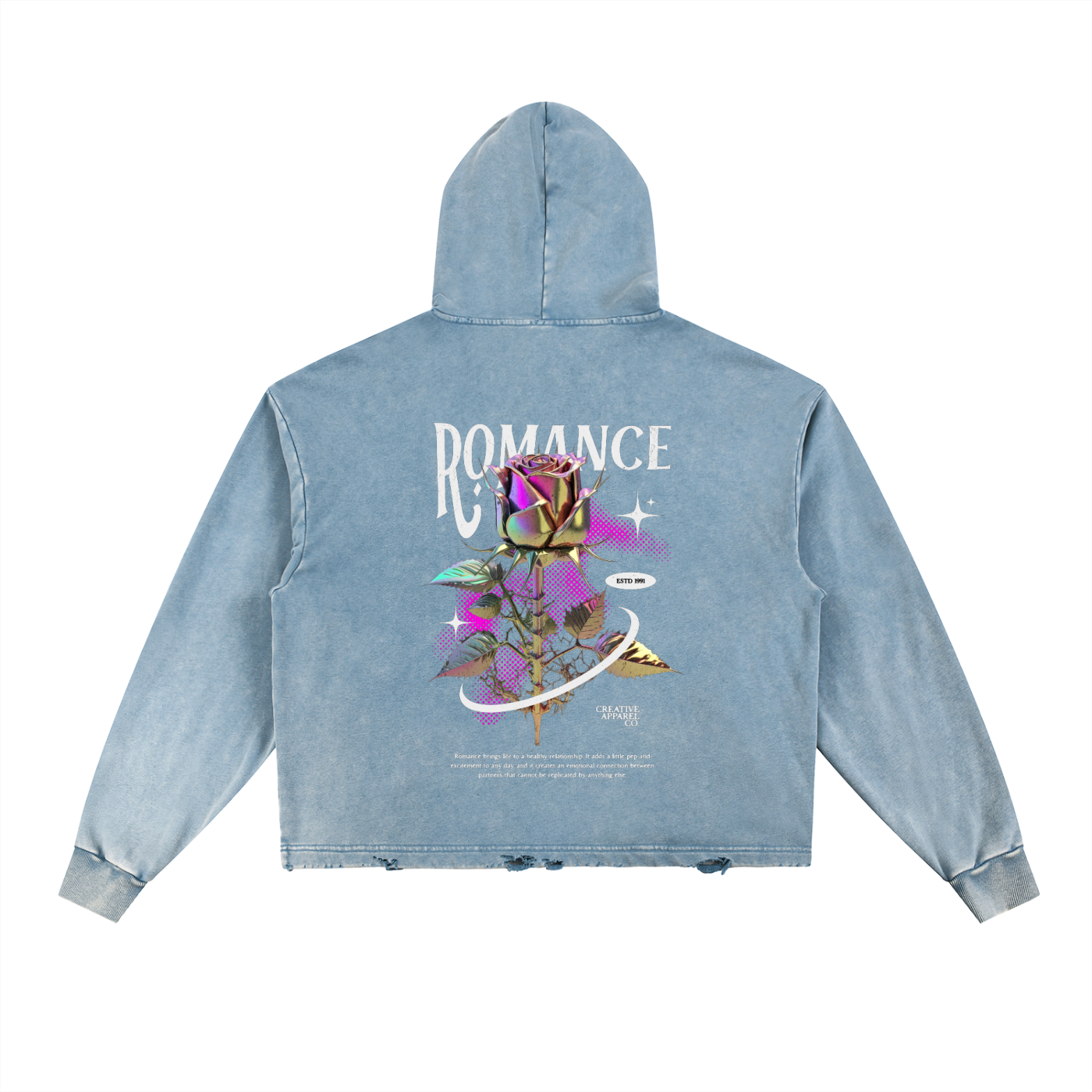 Vintage Washed Frayed-Hem Hoodie