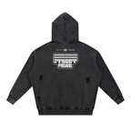 Snow Washed Distressed Panel Pocket Hoodie