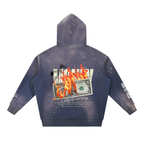 Vintage Washed Frayed Fleece Hoodie