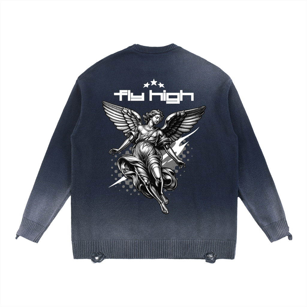 Sun Fade Distressed Ripped Crewneck sweater