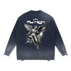 Sun Fade Distressed Ripped Crewneck sweater