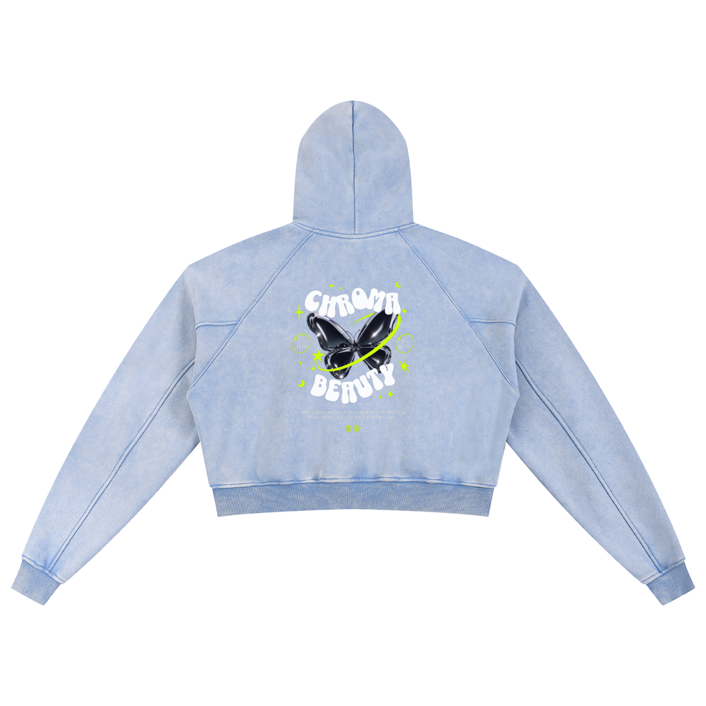 Snow Washed Cropped Hoodie- WOMEN