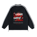 Contrast Striped Lapel Collar Sweatshirt