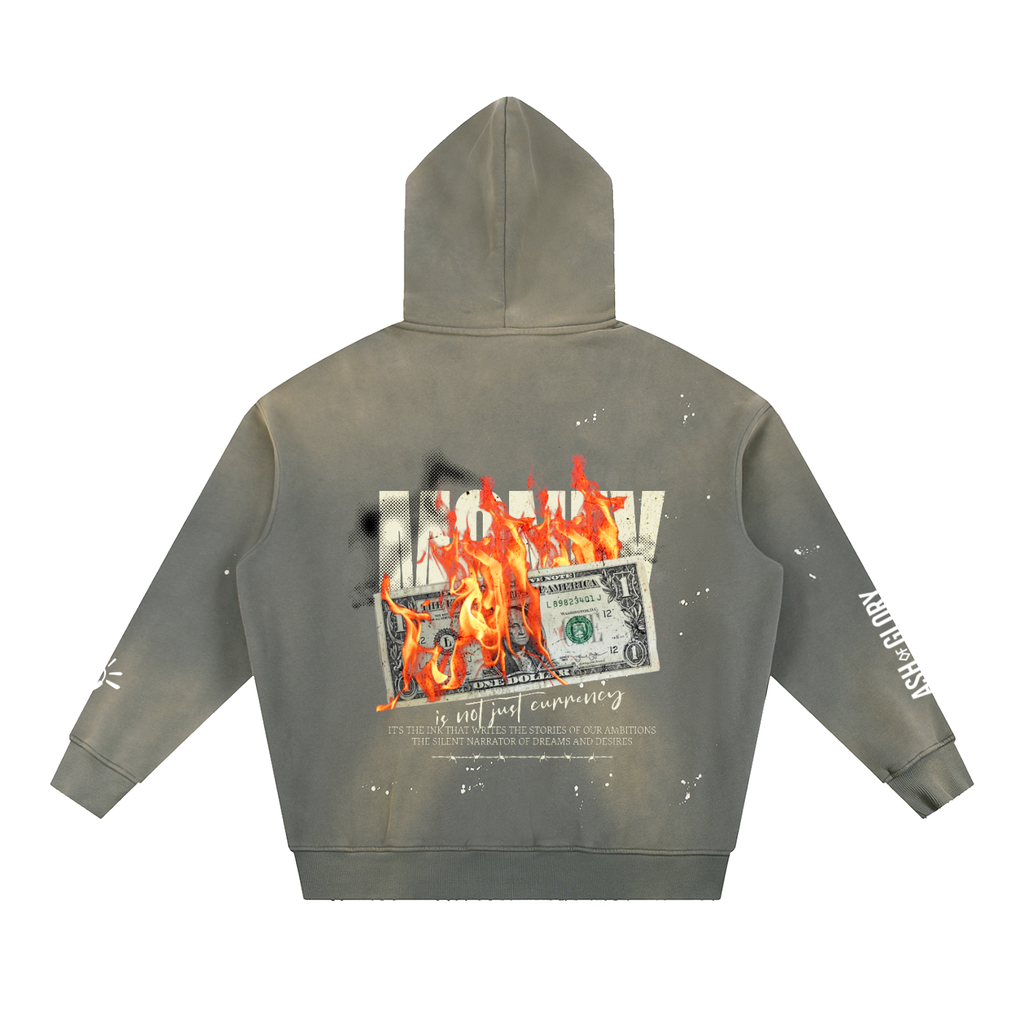 Vintage Washed Frayed Fleece Hoodie