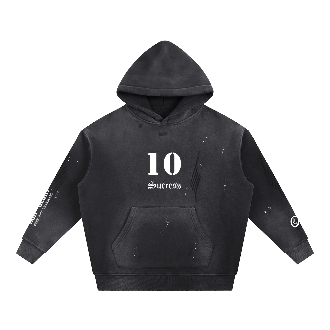 Vintage Washed Frayed Fleece Hoodie