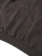 Snow Washed Distressed Panel Pocket Hoodie